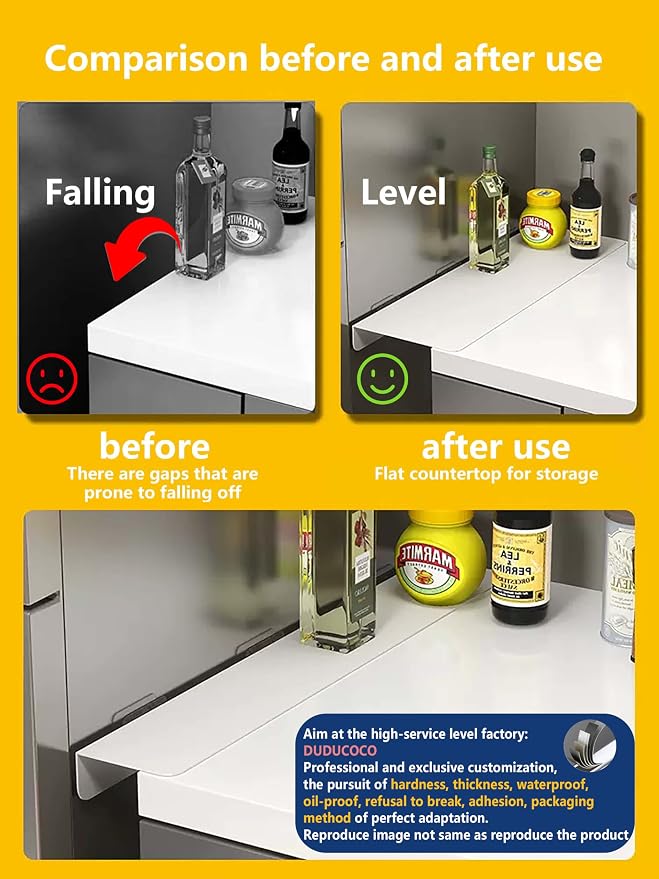 Metal Kitchen Refrigerator Gap Partition Countertop Gap Extension Board, Refrigerator Side Partition, Gap Covers Between Countertop And Walls, No Drill (Black, 15.75 * 7.87nch)