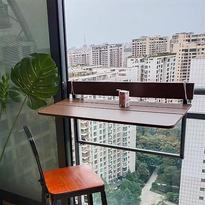 Balcony Bar Table For Railings,balcony Desk,Outdoor Hanging Rail Tables For Deck,Adjustable Height Small Folding Space Saving Serving Desk Countertop Extension Fold Down For Patio,Garden ,Porch ( Colo