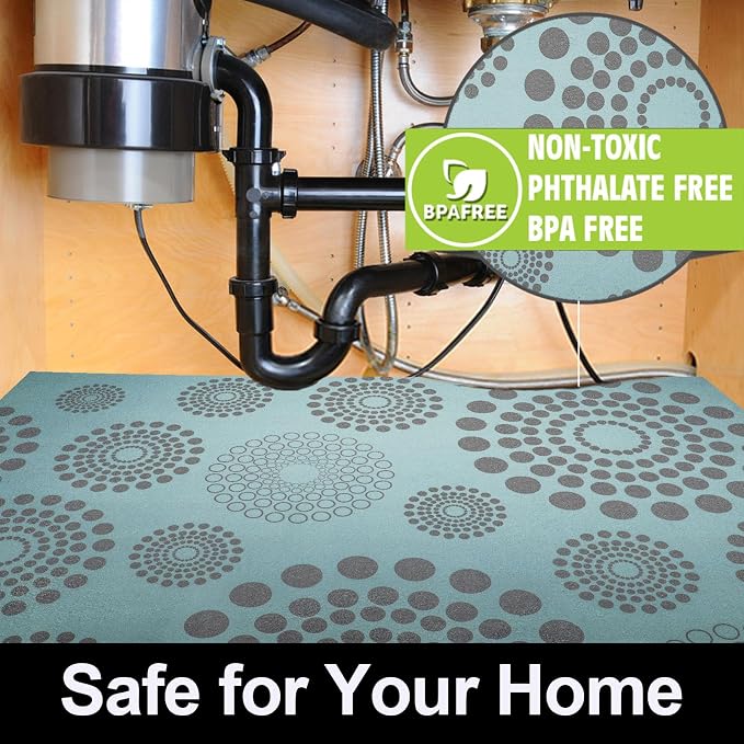 AiBOB Waterproof Under Sink Mat, Absorbent Quick Dry Sink Liners Protect Cabinets, Durable Shelf Liners, Slip Resistant and Non-Adhesive, 24X68, Blue Grey