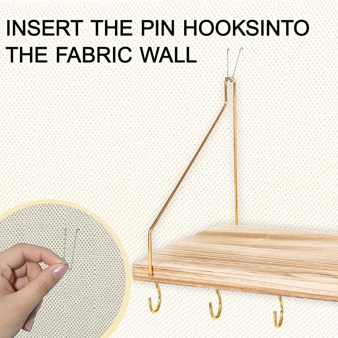 3-Pack Cubicle Shelf For Fabric Walls With Hooks：12x6.0in Wooden Cubicle Shelf Hanging Organizer Gold Shelves For Accessories Office Stylish Ations cubical Decorations For Women Desk work storage
