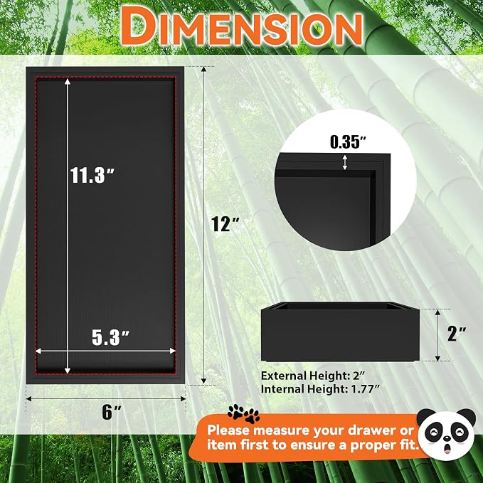 Lixple Bamboo Drawer Organizer, Cutlery Silverware Organizer for Kitchen Drawer, Stackable Utensil Organizer, 2 Pcs Flatware Organizer, Wooden Storage Box Tray (Black, 12 X 6 X 2 Inch)