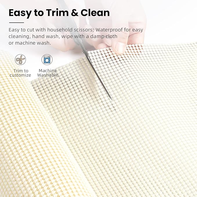 BAGAIL Non-Adhesive Shelf Liner, Thick Strong Grip Drawer Liners for Kitchen Cabinets, Heavy-Duty Easy Cut Cabinet Liners for Shelves, Pantry, Bathroom Cupboards - 17.5" x 10FT, Cream
