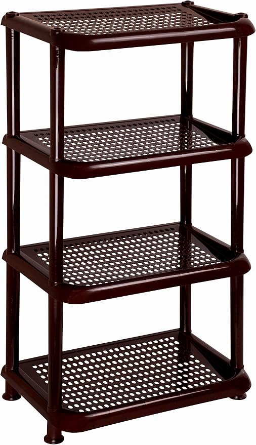 Mintra Home Light Duty Plastic Storage Racks - Shelving, Storage (Black, Rectangular Rack) - 18.5inW x 11.75inD x 35.5inH
