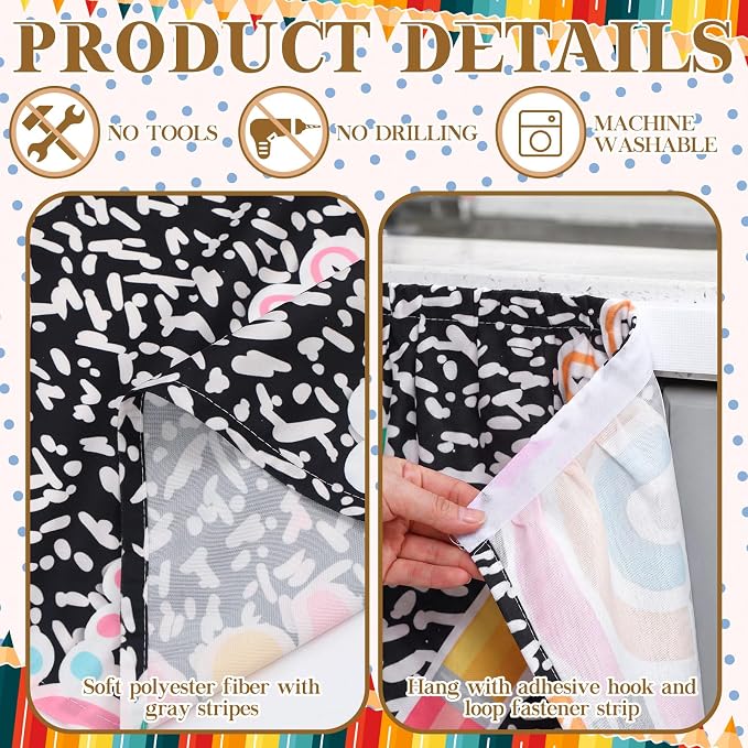 VitalCozy Composition Notebook Table Skirt for Classroom Teacher 35" W x 35" L Desk Curtain Skirts Teacher Appreciation Week Back to School Gifts for Kindergarten Classroom Office Bookcase Decoration