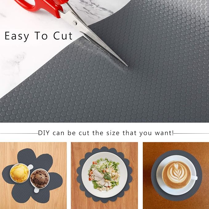 HooTown Shelf Liner Kitchen Cabinet Drawer Mats 11.8 Inch Wide x 13 Feet Long, Non Adhesive EVA Plastic Washable Waterproof Protective Pad for Pantry Closet, Cupboard, Grey