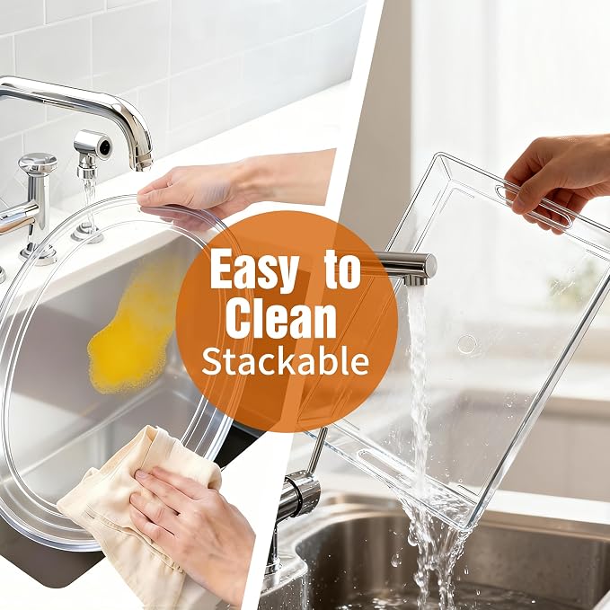 Clear Plastic Serving Tray with Handles, BPA-Free Storage Organizer Tray - Large Serving Trays 20.5"x14" Reusable Serving Platters for Appetizer, Fruit, Kitchen, Desk & Serving Tray for Party Supplies