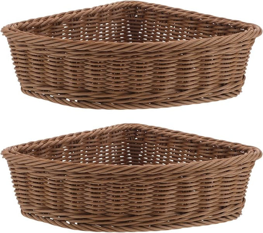 KICHOUSE 2pcs Triangular Organizer Baskets - Corner Cabinet Turntable Organizer Kitchen Storage Bins Plastic Rotating Cabinet For Home Kitchen Fruit Vegetable