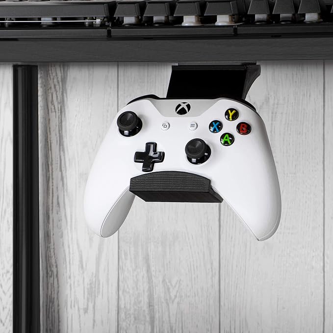 Gamepad Under The Desk Mount Holder Hanger for Xbox One, Switch, PS4, PC, Steam, Steelseries & Most Game Controllers, No Screws, VHB Tape, by Brainwavz (Black, Improved Adheasion Nov2019)