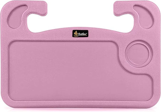 EcoNour 2 in 1 Car Steering Wheel Desk | Steering Wheel Tray for Laptop and Food | Pink Table Tray for Eating with Drinks Holder | Car Accessories