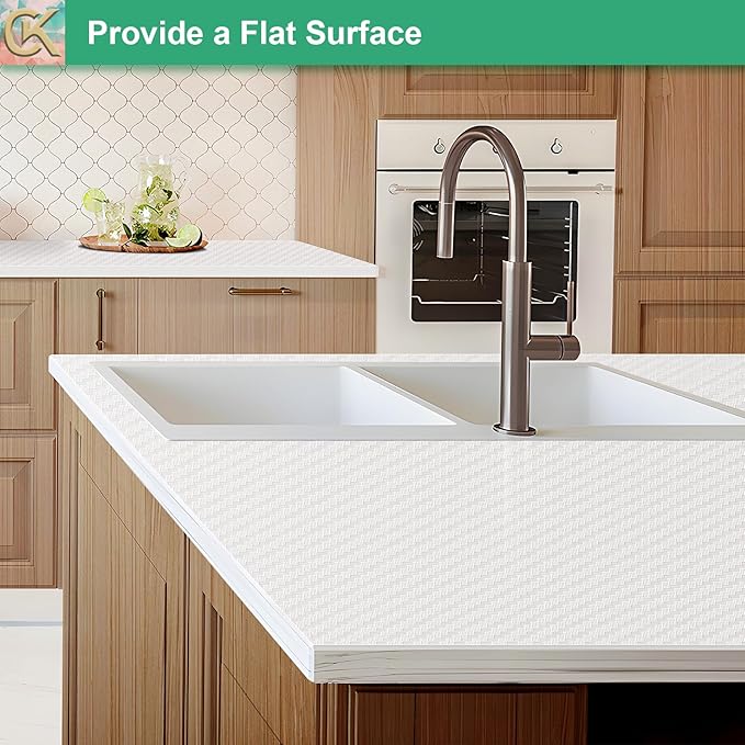 Self-Adhesive Shelf Liner Kitchen Liner, Waterproof Backed Paper Easy Peel and Stick Contact Liner Without Residue for Decor Your Desk Surface, Kitchen Countertops (White, 23.6 x 118.1 inches)