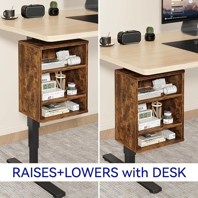 IBUYKE Under-Desk Storage Cabinet Adjustable Cabinet Fits with Standing Desks & Any Desk Legs Clamp-on Shelf for Office and Gaming Room for Elevating Your Workspace UTMZ012H