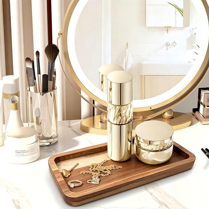 Vanity Bathroom Tray for Counter, Wood Tray for Bathroom, Toilet Tank, Perfume 11.8L x 5.9W x 0.8H inch (Acacia)