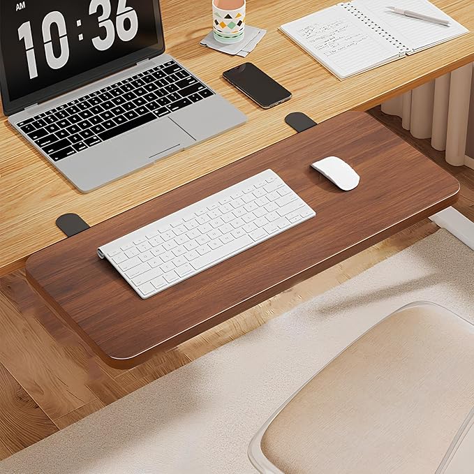 Ergonomics Desk Extender Tray 40 * 20cm Table Extender Shelf 90° Foldable Table Extender Clamp On Computer Arm Rest(Teak Color,50 * 20cm)