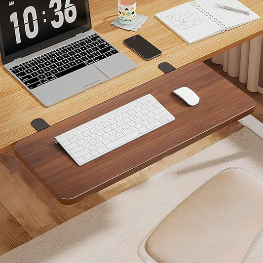 Ergonomics Desk Extender Tray 40 * 20cm Table Extender Shelf 90° Foldable Table Extender Clamp On Computer Arm Rest(Teak Color,60 * 20cm)