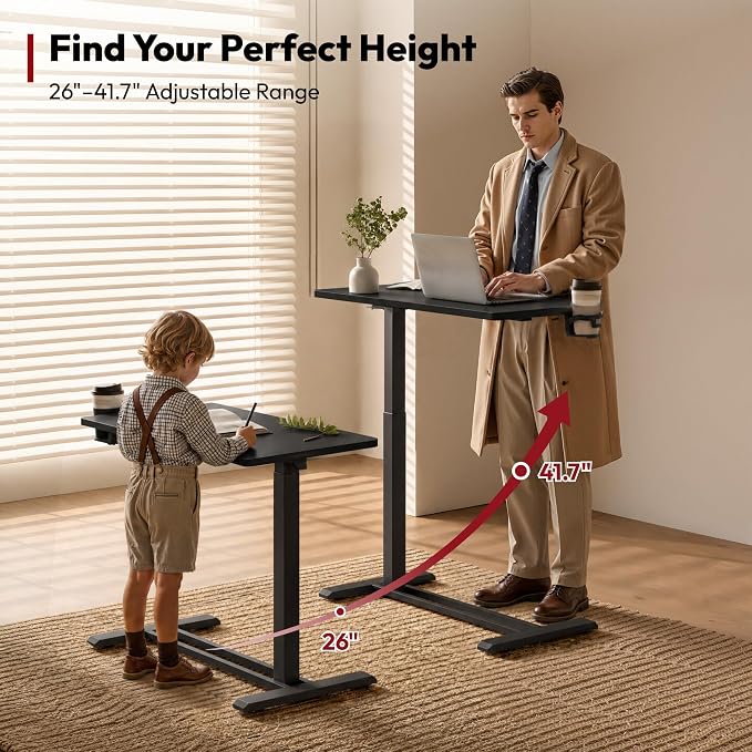SANODESK Adjustable Overbed Bedside Table Pneumatic Adjustable Height Laptop Computer Standing Desk Cart with Tray, Hospital and Home Use(23.6" W x 13.8" D,Maple)