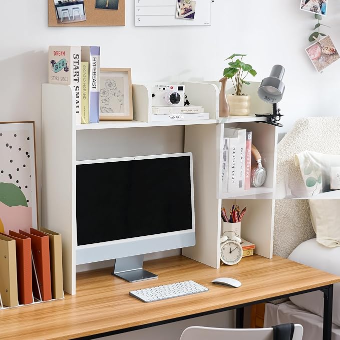 Classic Dorm Desk Bookshelf - White