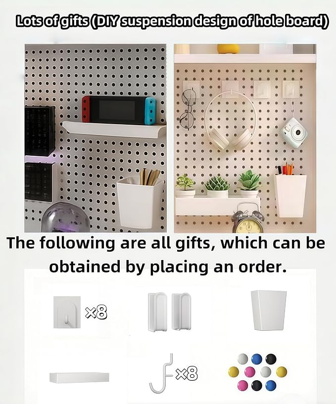Desktop Hutch Bookshelf,Many Gifts,Metal Desktop Bookcase with pegboard, Desk Shelf, Countertop Storage Organizer Rack for Dorm or Office,Desktop Shelves (White, 53.1" Lx9.9 Wx39 H)