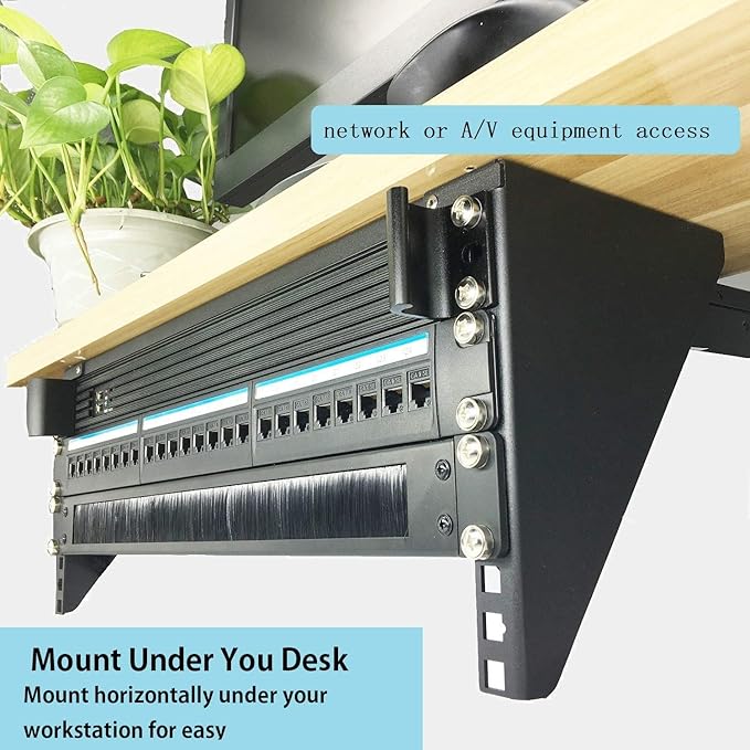 4U19 Inch Vertical Wall Mount Patch Panel Bracket and Heavy Duty 125 lbs Capacity Wall Mountable Server Rack (4U150)