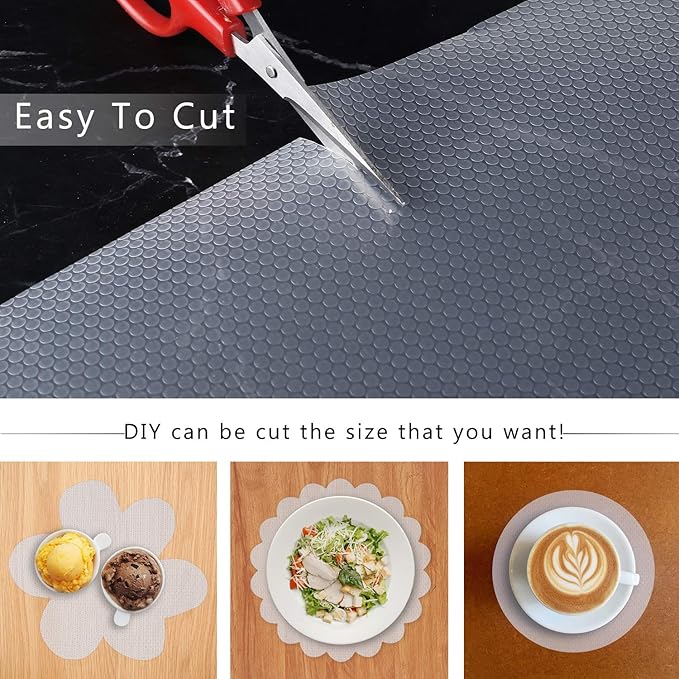 HooTown Refrigerator, Fridge, Shelf Liner and Drawer Mats 17.5 Inch Wide x 16.4 Feet Long, Non Slip EVA Plastic Washable Waterproof Pads for Kitchen Cabinet, Pantry Closet, Cupboard, Transparent