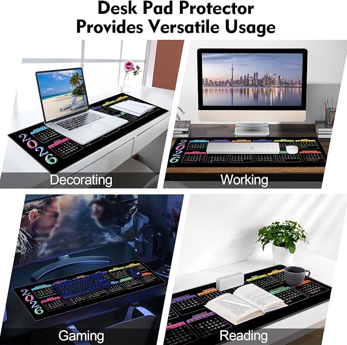 Galdas Gaming Mouse Pad XXL XL Large Long Extended Big Mousepad Non-Slip Rubber Keyboard Mouse Pad with Stitched Edges for Laptop Home Office (2026 Calendar, 31.5 * 11.8)