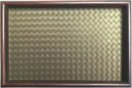 11.8x7.9 Desk Organizer Tray Wooden Storage with Leather Base, Versatile Tray Table for Nightstand Entryway Vanity Desktop(Green)