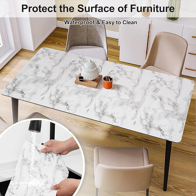 Drawer and Shelf Liner for Kitchen Cabinet,Non-Adhesive Cabinet Liner 24in x 10FT,Waterproof Shelf Paper Non-Slip Mats Cupboard Liners Contact Protect Dresser/Shelves/Table-Marble