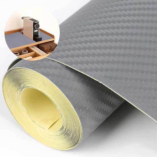 Self-Adhesive Shelf Liner Kitchen Liner, Waterproof Backed Paper Easy Peel and Stick Contact Liner Without Residue for Decor Your Desk Surface, Kitchen Countertops (Silver, 23.6 x 393.7 inches)