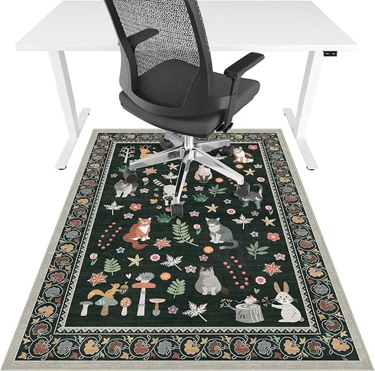 Office Chair Mat for Hardwood Floor & Tile Floor,36"x48"Heavy Duty Desk Chair Mat for Hard Floors, Under Desk Rug for Rolling Computer Chair,Anti Slip,Low Pile Carpet Floor-Colorful Animals