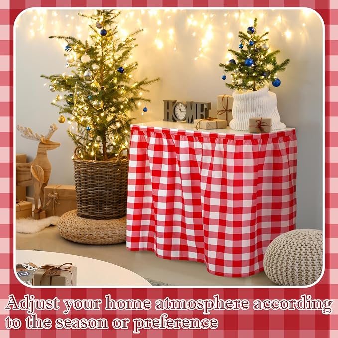 Cabinet Curtains 51 x 28 Inch Red and White Sink Skirt for Bathroom Kitchen Home Diamond Stitch Self Stick Adhesive Waterproof Fabric Farmhouse Rustic Drape Under Desk Privacy Drape Laundry Room