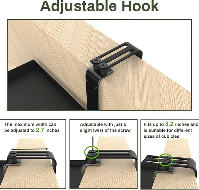 Office Cubicle Shelf, 17 inch Storage Organizer Floating Corner Rack Hanging, Adjustable Cubicle Corner Shelf with Adjustable Hooks, 1 Pack