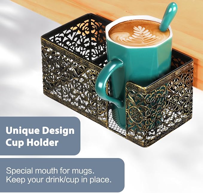 Desk Organizer Clip on Desk Cup Holder Pencil Holder for Desk Storage Beverages Phone Holder Desk Organizer and Accessories Office School Home