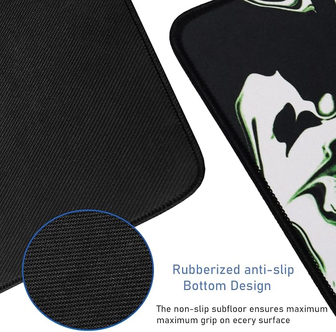 Large Extended Mouse Pad with Stitched Edges, Durable Non-Slip Natural Rubber Base, Waterproof Computer Keyboard Pad Mat for Esports Pros/Gamer/Desktop/Office/Home - Marble Green
