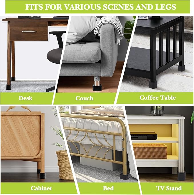16 Pack Furniture Risers 1, 2 or 3 Inch, Adjustable Bed Risers Heavy Duty For Table Desk Couch Chair Sofa Cabinet Bed Legs Dorm, Square Stackable Bed Raisers Blocks Lift Height 1", 2" or 3", Black