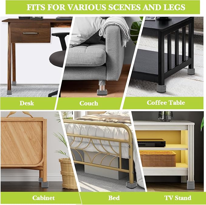4 Pack Furniture Risers 2 Inch, Adjustable Bed Risers Heavy Duty for Table Desk Couch Chair Sofa Cabinet Bed Legs Dorm, Square Stackable Bed Raisers Blocks Lift Height 1", 2",3" or 4", Grey