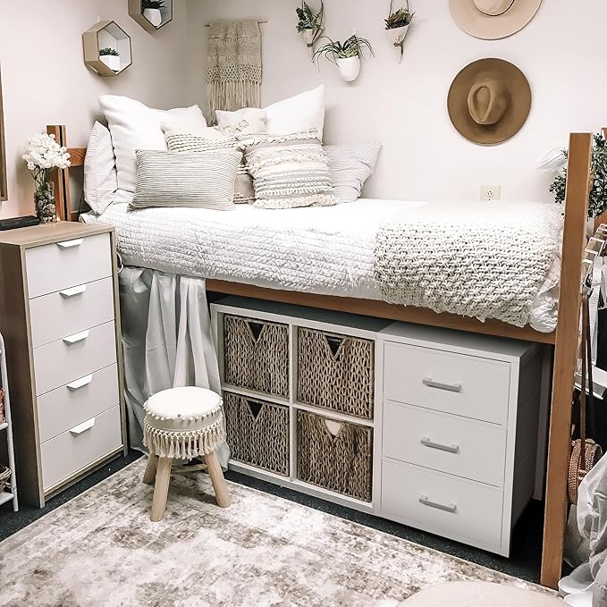 BOLUO Closet Drawers White Fabric 3 Drawer Small Dresser for Closet Organizers and Storage Bedroom Dorm Modern