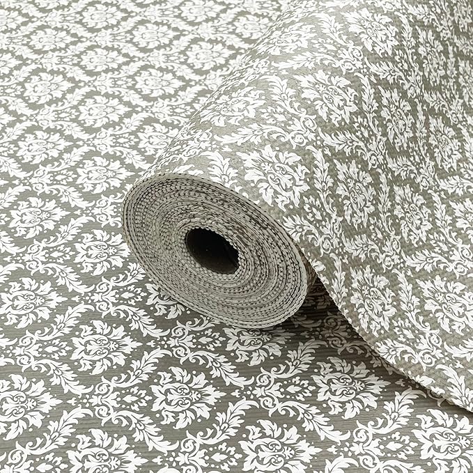 Drawer Liner and Shelf Liner for Kitchen Cabinet Liner Non-Adhesive Non-Slip Shelf Paper, Thick Strong Grip Waterproof Easy to Clean for Shelves, Cupboard, Desks, Baroque Pattern, 23.6 in x 20 FT