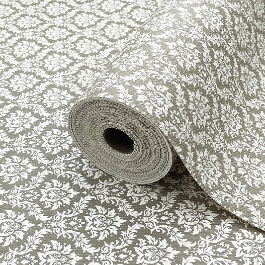 Drawer Liner and Shelf Liner for Kitchen Cabinet Liner Non-Adhesive Non-Slip Shelf Paper, Thick Strong Grip Waterproof Easy to Clean for Shelves, Cupboard, Desks, Baroque Pattern, 12 in x 10 FT