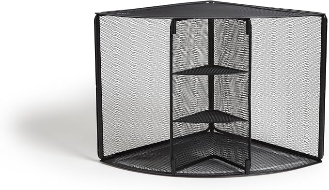 TRU RED Wire Mesh Corner Desk Organizer, 4‑Compartment – Space‑Saving Desktop Storage for Files & Office Supplies