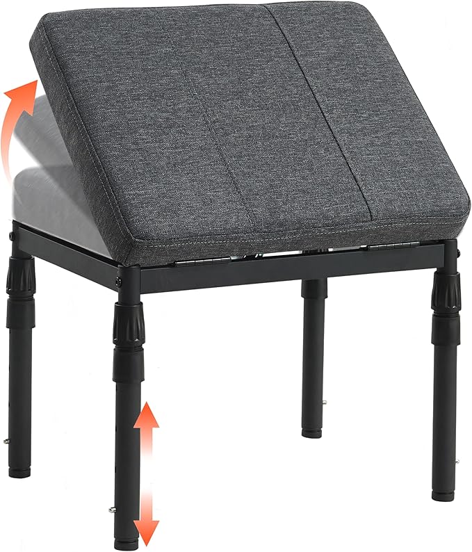 TIOPGHAD Adjustable Ottoman Pouf, 4 Height Position & 60 Degree Tilt Angle Adjustment Footrest Ottomans Footrest Foot Stools Pouffe Footstool for Under Desk for Living Room Home(Carbon Gray)
