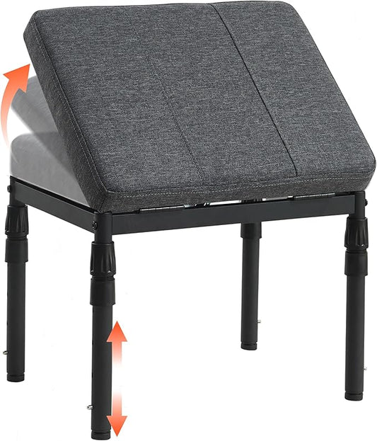 TIOPGHAD Adjustable Ottoman Pouf, 4 Height Position & 60 Degree Tilt Angle Adjustment Footrest Ottomans Footrest Foot Stools Pouffe Footstool for Under Desk for Living Room Home(Carbon Gray)