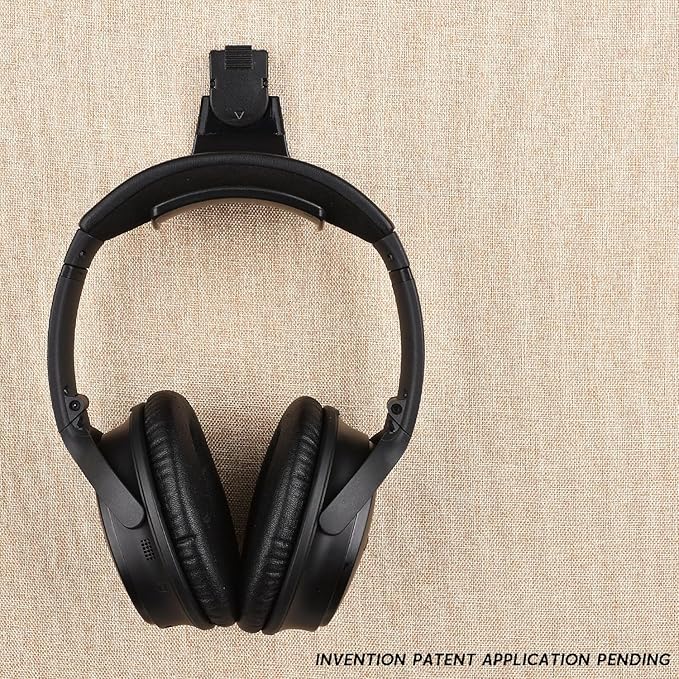 Fabric Wall Headphone Stand for Office, Cubicle Headphone Holder for Work Decor, Space-Saving Hanger Cubicle Accessories for Women Men Desk Organizer, Black (1 Pack)