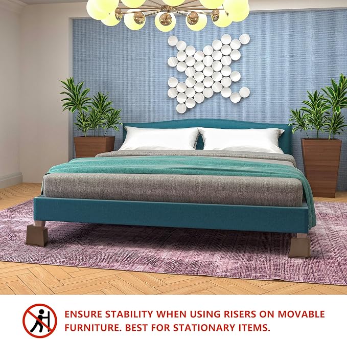 6 Pack Bed Risers 4 inch Heavy Duty Dark Brown, Oversized Furniture Risers, Bed Lifts Risers for Table, Sofa, Chair, Couch, Desk, Bed Frame Risers Supports Up to 6,500 Lbs