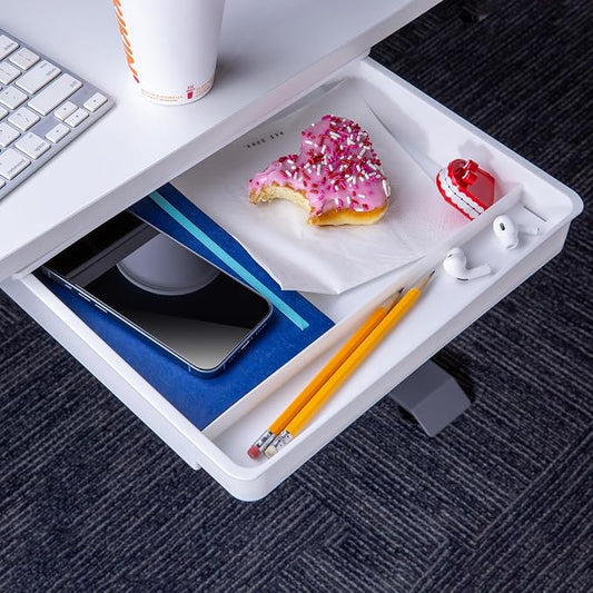 Officemate Large Self-Adhesive Under Desk Drawer, White, 12.5" x 10.75" x 1.875" (22556)