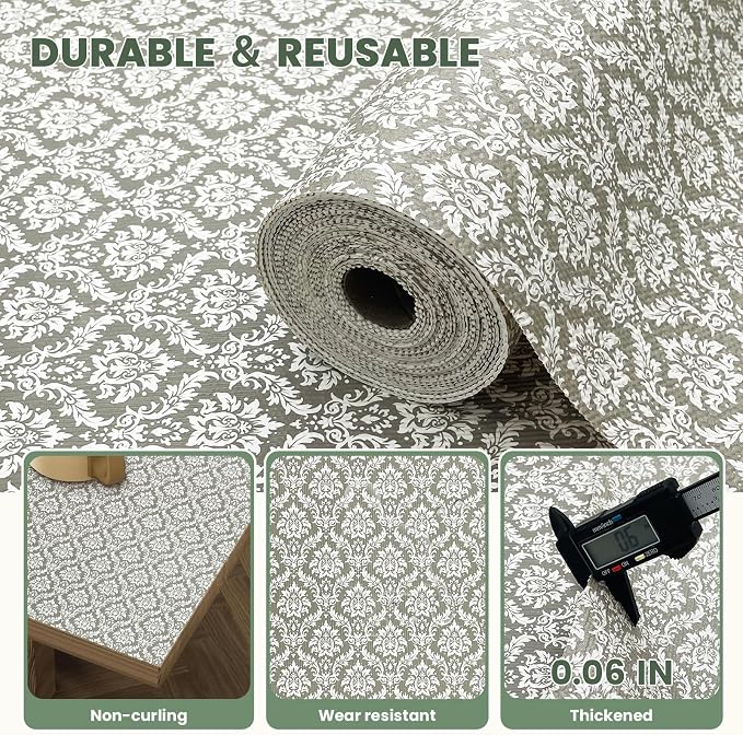 Drawer Liner and Shelf Liner for Kitchen Cabinet Liner Non-Adhesive Non-Slip Shelf Paper, Thick Strong Grip Waterproof Easy to Clean for Shelves, Cupboard, Desks, Baroque Pattern, 23.6 in x 20 FT