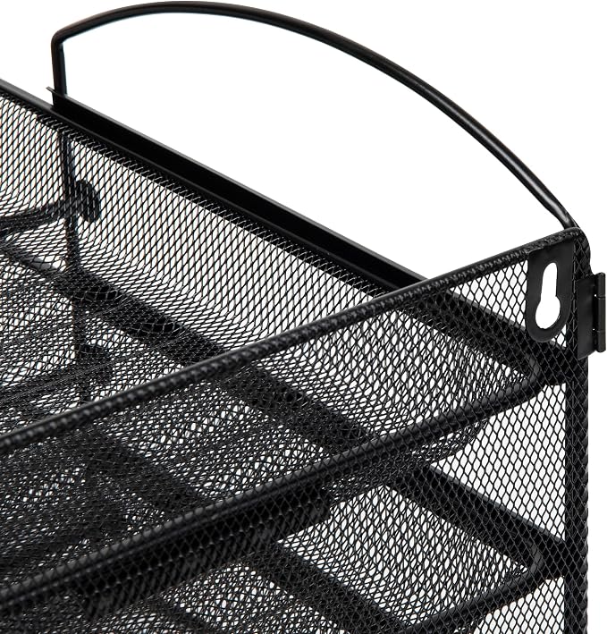 Mind Reader 4-Tier Paper Tray, File Storage, Desktop Organizer, Wall Mountable, File Organization, Metal Mesh, Black