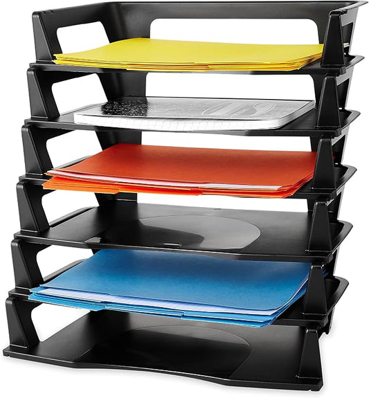 Rubbermaid Regeneration Letter Tray,Six Tier,Plastic,Black (86028),(Pack of 6)