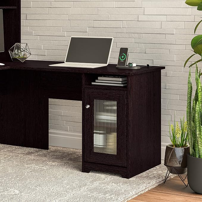Bush Home Cabot Desk Return with Storage in Espresso Oak