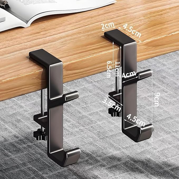 3PCS Desk Mount Bag Holder Hook Clamp,On Backpack Hanger Portable Desk Mount Headphones Holder for Reduce Desk Clutter Table Desk Table Hanging Storage