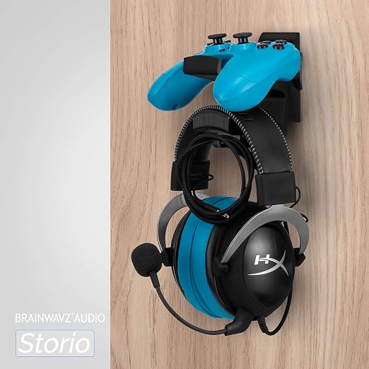 The STORIO - Gamepad Controller & Headphone Hanger Holder Stand - Designed for XBOX ONE, PS4, PS3, PS5, Dualshock, Switch, PC, Steelseries, Steam & More, Black by Brainwavz