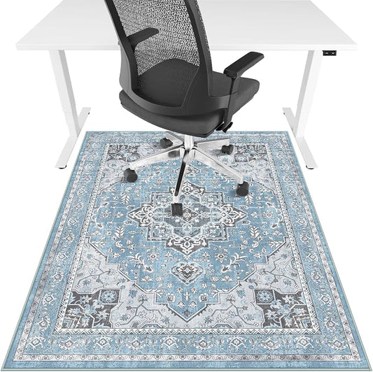 Office Chair Mat for Hardwood Floor & Tile Floor,36"X 48" Heavy Duty Desk Chair Mat for Hard Floors, Under Desk Rug for Rolling Computer Chair,Anti Slip,Low Pile Carpet Floor Protector-Blue